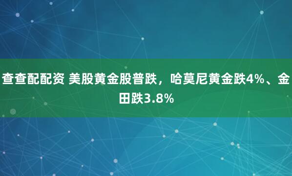 查查配配资 美股黄金股普跌，哈莫尼黄金跌4%、金田跌3.8%